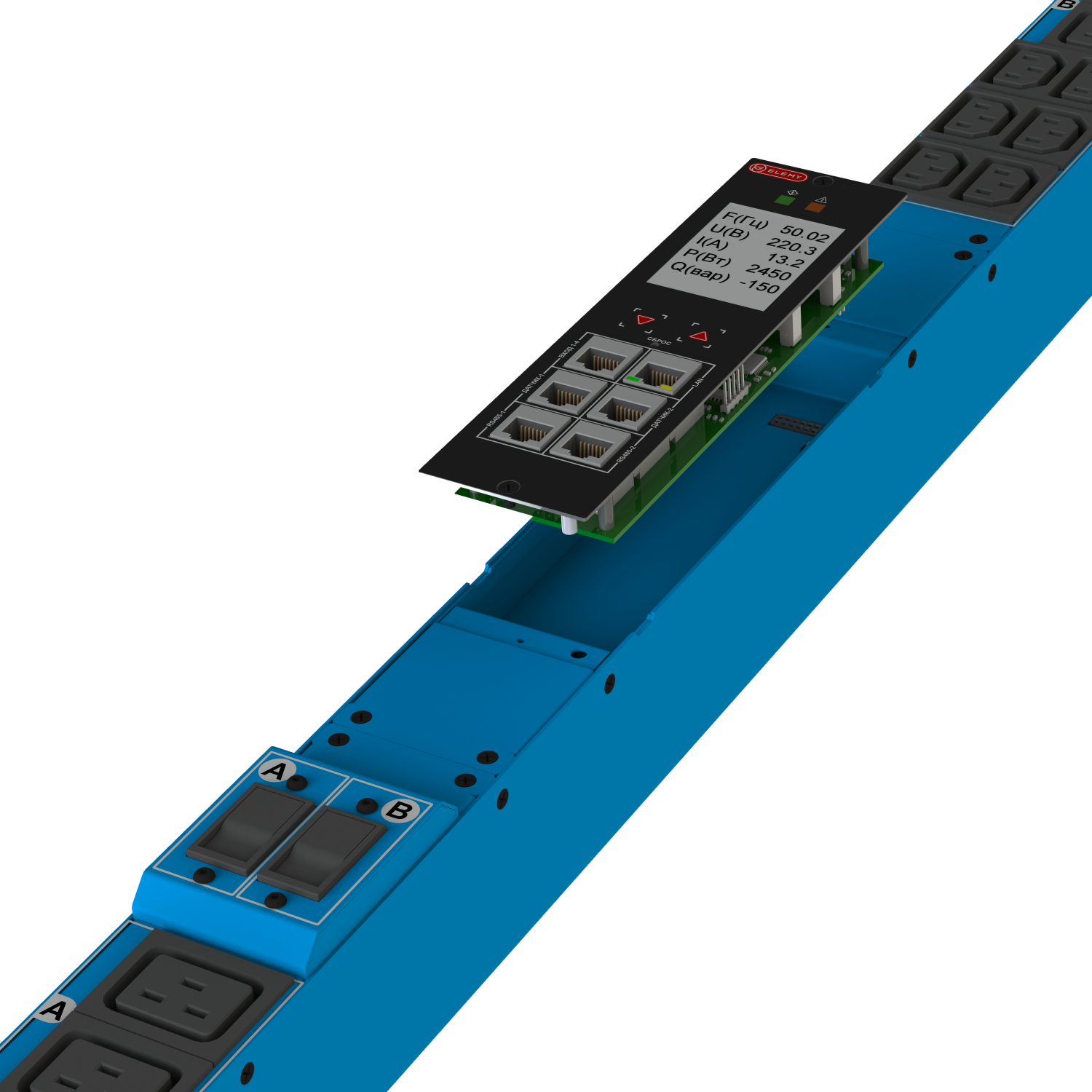 iPDU-7031: ZeroUnit, 400V, 32А, in IEC60309 3P+N+E, out (12) C19; (36) C13 без фиксации