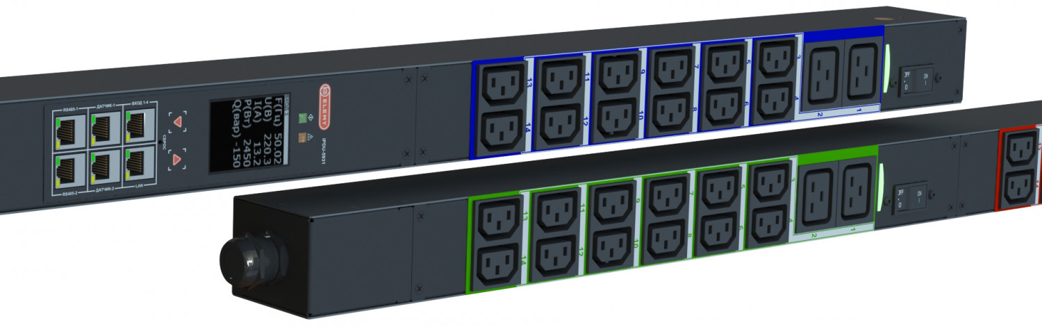 iPDU-5931: ZeroUnit, 400V, (3)16А, in IEC60309 3P+N+E, out (6) C19; (36) C13 без фиксации